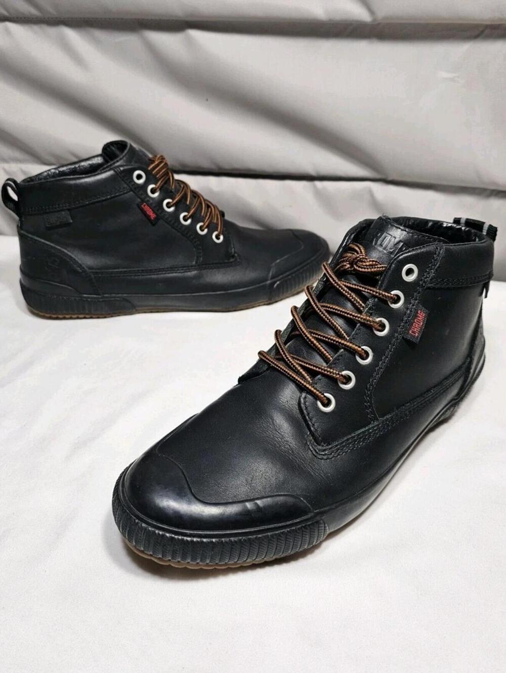 Chrome Industries Storm 415 Traction Boot Black Leather & Gum Sole Mens Size 9